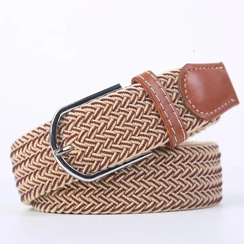107/120/130cm  Solid-Coloured Braided Stretch Jeans Belts